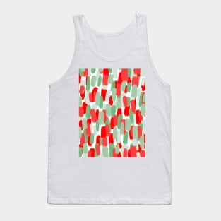 Red and Green, Paint Brush Strokes, Abstract Tank Top